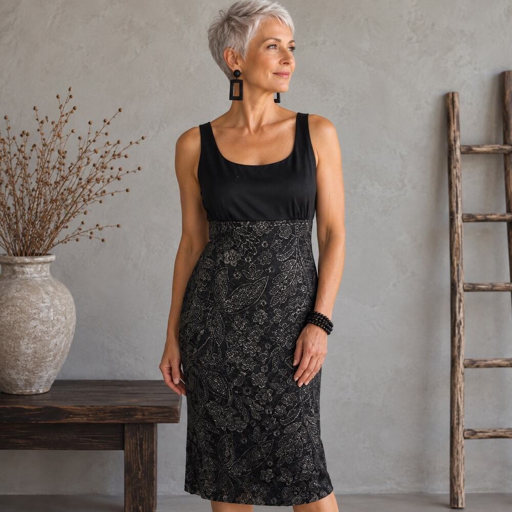 Lafayette 148 Black Floral Embroidered Sleeveless Midi Dress 8